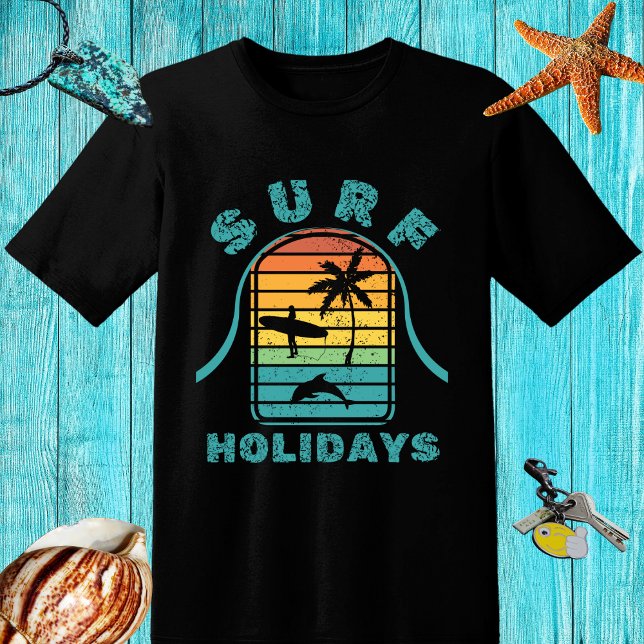 Retro design "Surf Holidays" with surfer and palm T-Shirt (Creator Uploaded)