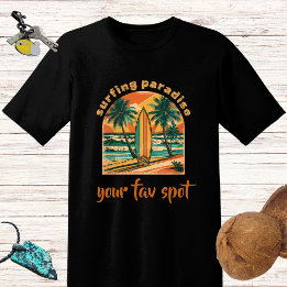 Retro design 'Surfing paradise' and spot name T-Shirt