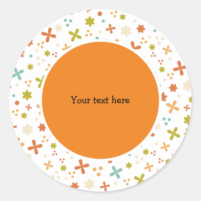Retro design with flowers classic round sticker (Front)