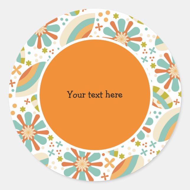 Retro design with flowers classic round sticker (Front)