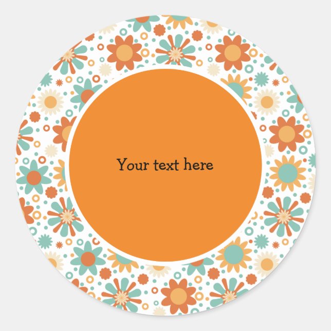 Retro design with flowers classic round sticker (Front)