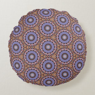  Retro Design with Orange & Purple Circles  Round Cushion