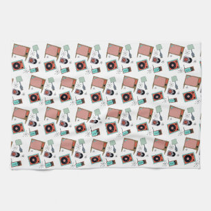 Retro designs tea towel