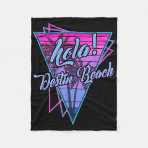 Retro Destin - Hola Destin Beach Florida Vintage  Fleece Blanket