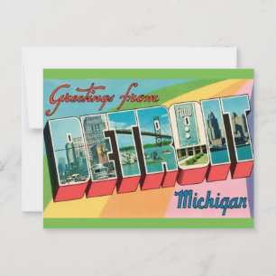 Retro Detroit Michigan Greeting Postcard