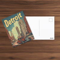 Retro Detroit Michigan Travel Poster