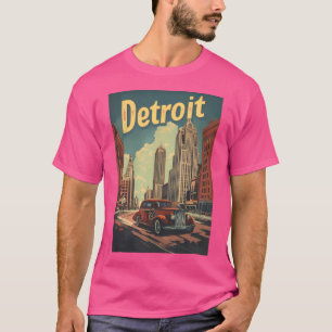 Retro Detroit Travel Poster T-Shirt