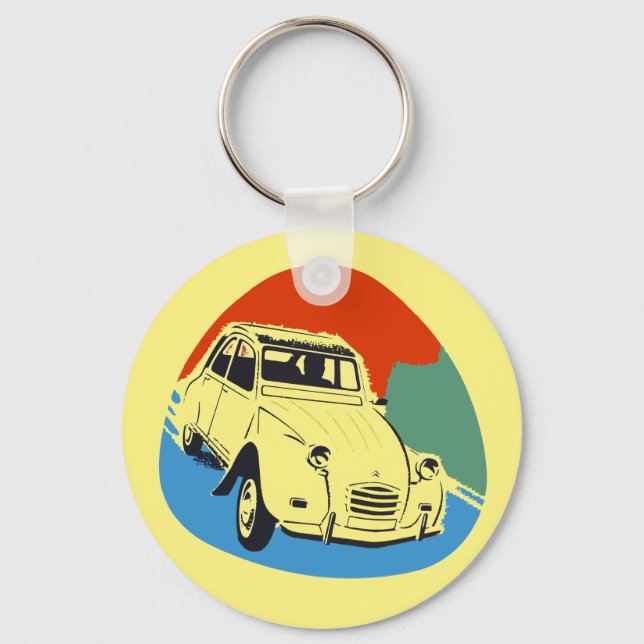 Retro Deux Chevaux the tin snail Key Ring (Front)