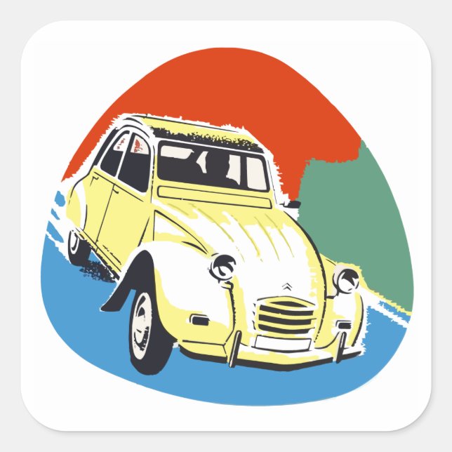 Retro Deux Chevaux the tin snail Square Sticker (Front)