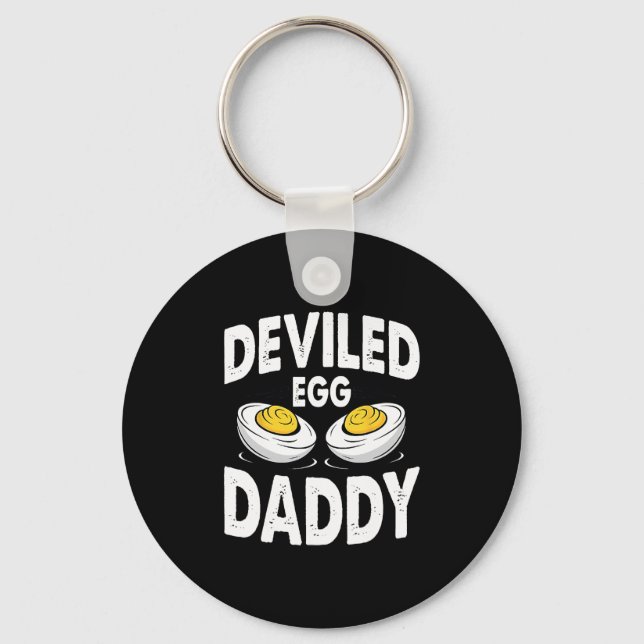 Retro Deviled Egg Daddy Funny Thanksgiving Fathers Key Ring (Front)