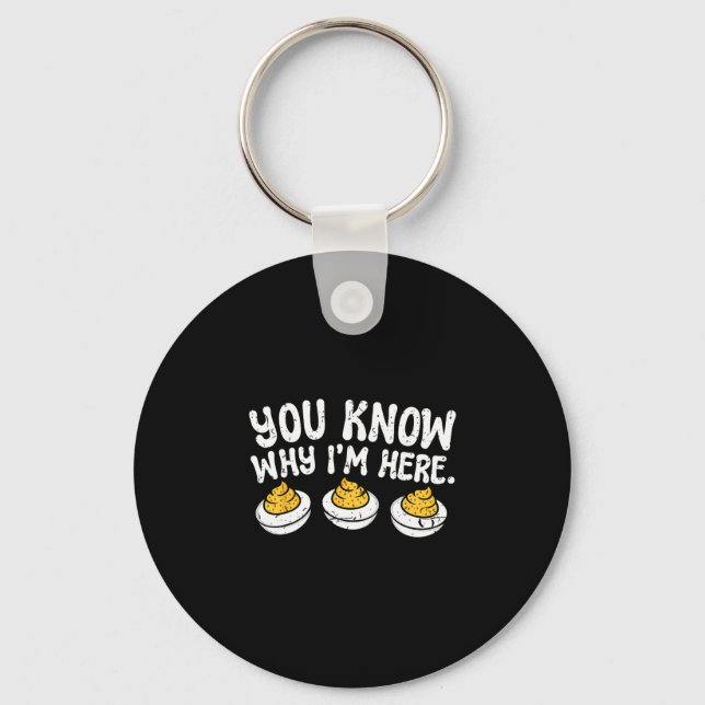 Retro Deviled Eggs You Know Why Im Here Thanksgivi Key Ring (Front)