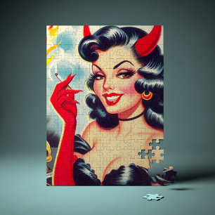 Retro Devilish Pin-up Jigsaw Puzzle