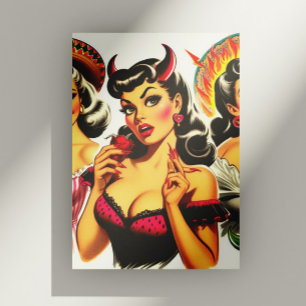 Retro Devilish Pin-up Postcard
