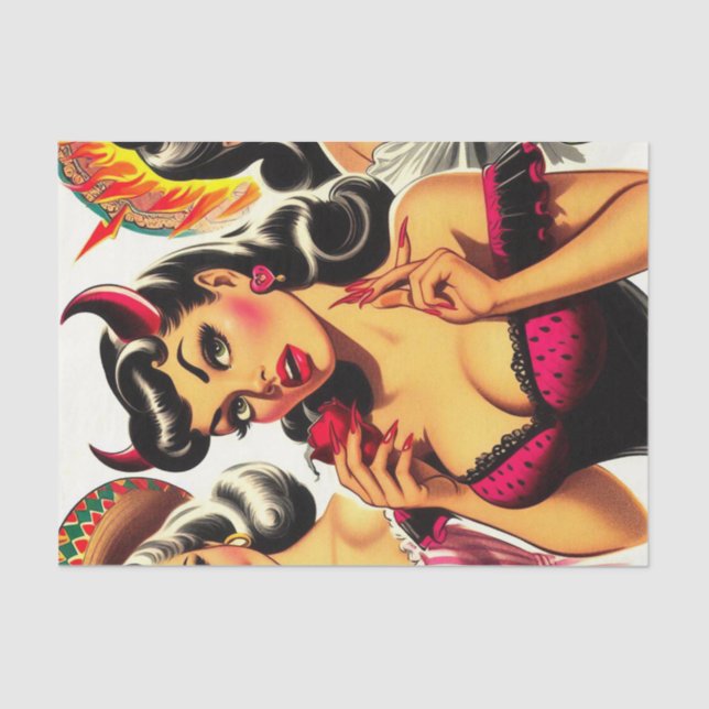 Retro Devilish Pin-up Tissue Paper (Front)