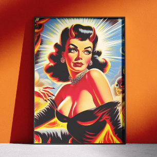 Retro Devilish Pinup Poster