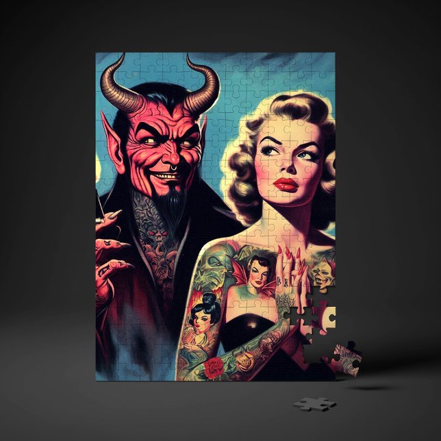 Retro Devilish Tattooed Pin-up Jigsaw Puzzle (Creator Uploaded)