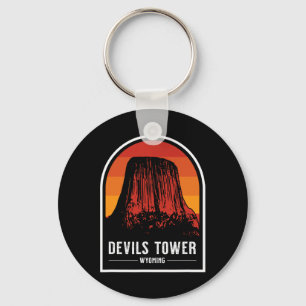 Retro Devils Tower National Monument Wyoming Hikin Key Ring