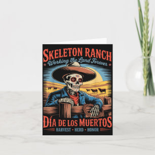 Retro Día De Los Muertos Cowboy Farmer Card