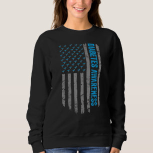 Retro Diabetes Awareness Us America Flag Warrior Sweatshirt