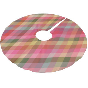 Retro Diagonal Christmas Plaid Cute Preppy Holiday Brushed Polyester Tree Skirt