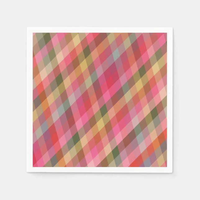 Retro Diagonal Christmas Plaid Cute Preppy Holiday Napkin (Front)
