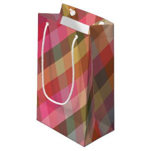 Retro Diagonal Christmas Plaid Cute Preppy Holiday Small Gift Bag