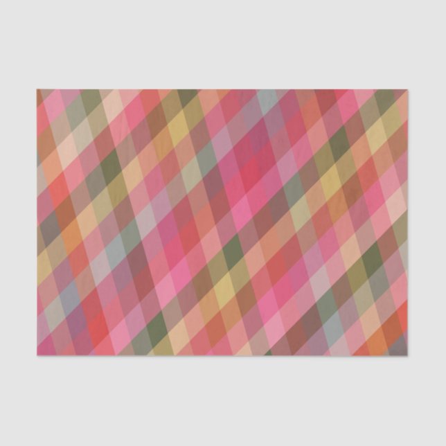 Retro Diagonal Christmas Plaid Cute Preppy Holiday Tissue Paper (Front)