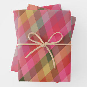 Retro Diagonal Christmas Plaid Cute Preppy Holiday Wrapping Paper Sheet