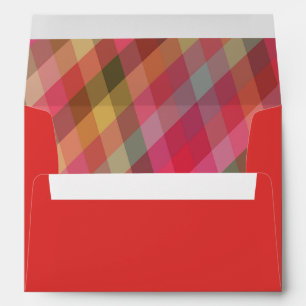 Retro Diagonal Christmas Plaid Cute Red Holiday Envelope
