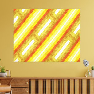 Retro Diagonal Stripes in Yellow and Orange Canvas Print