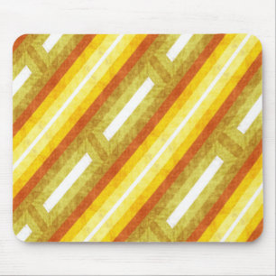 Retro Diagonal Stripes in Yellow and Orange Mouse Mat