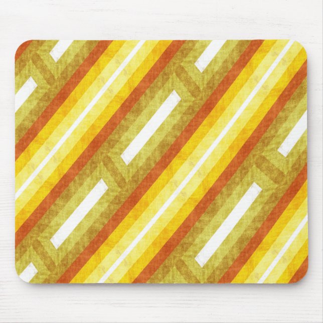 Retro Diagonal Stripes in Yellow and Orange Mouse Mat (Front)