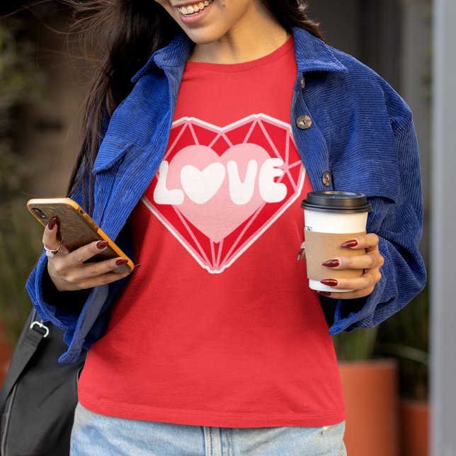 Retro Diamond Heart Love Red Valentine's Day  T-Shirt (Creator Uploaded)