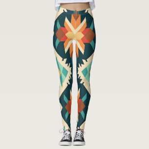 Retro Diamond Ikat Pattern Leggings