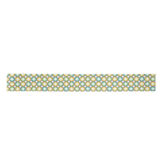 Retro Diamond in Circle Pattern Blue Green Gold Satin Ribbon