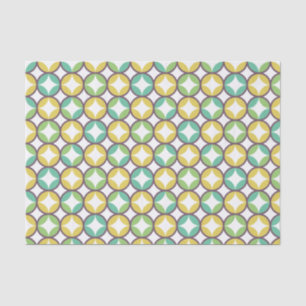 Retro Diamond in Circle Pattern Blue Green Gold Tissue Paper