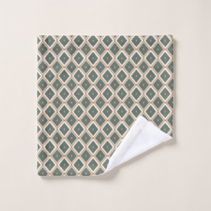 Retro Diamond Lattice Pattern in Sage Green Wash Cloth
