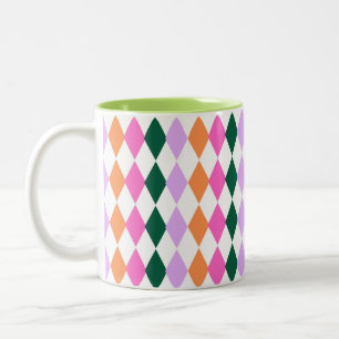 RETRO Diamond Pattern Colourful Mid Century Modern Two-Tone Coffee Mug