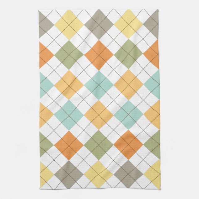 Retro Diamond Pattern Kitchen Towel (Vertical)