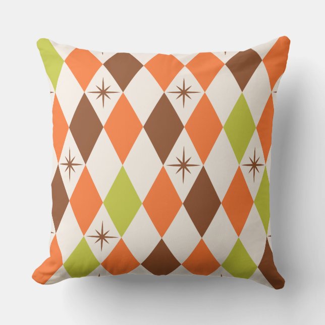 Retro Diamond Pattern Throw Pillow (Front)