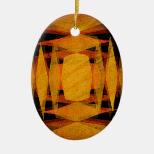Retro diamond shapes pattern ceramic tree decoration