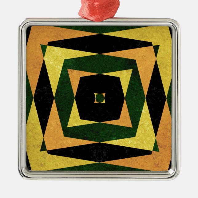 Retro diamond shapes pattern metal tree decoration (Front)
