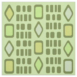 Retro Diamonds Rectangles Chartreuse Fabric