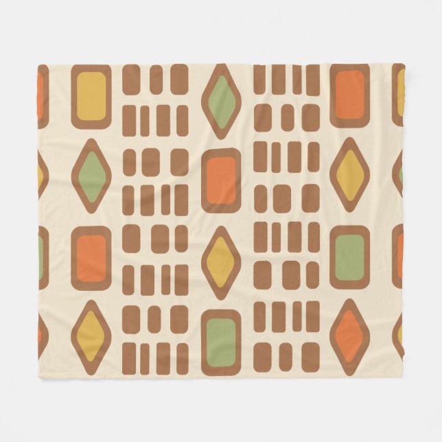 Retro Diamonds Rectangles Colourful 1 Fleece Blanket (Front (Horizontal))