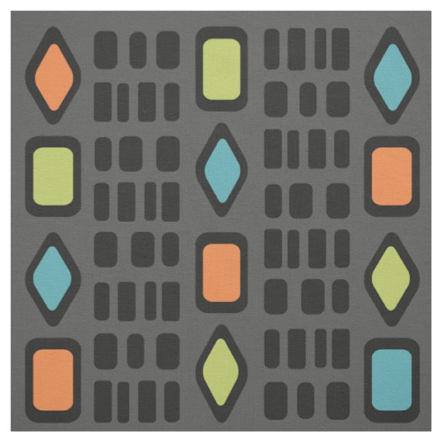 Retro Diamonds Rectangles Multicolored 5 Fabric (Swatch)