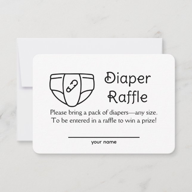 Retro Diaper Raffle Baby Shower Enclosure Card (Front)