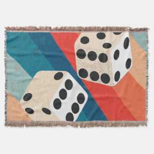 Retro Dice Wall Art Trendy Prints Feeling Lucky Throw Blanket