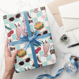 Retro Diner 1950s Pattern Wrapping Paper