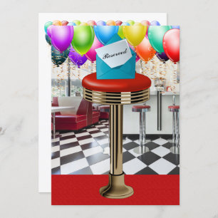 Retro Diner Bar Stool Invitation