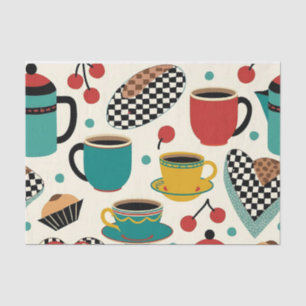 Retro Diner Brew: 1950s Coffee-Themed Tissue Paper